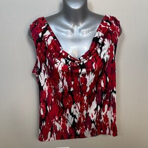 Covington Red, White & Black Cowl Neck Camisole Top